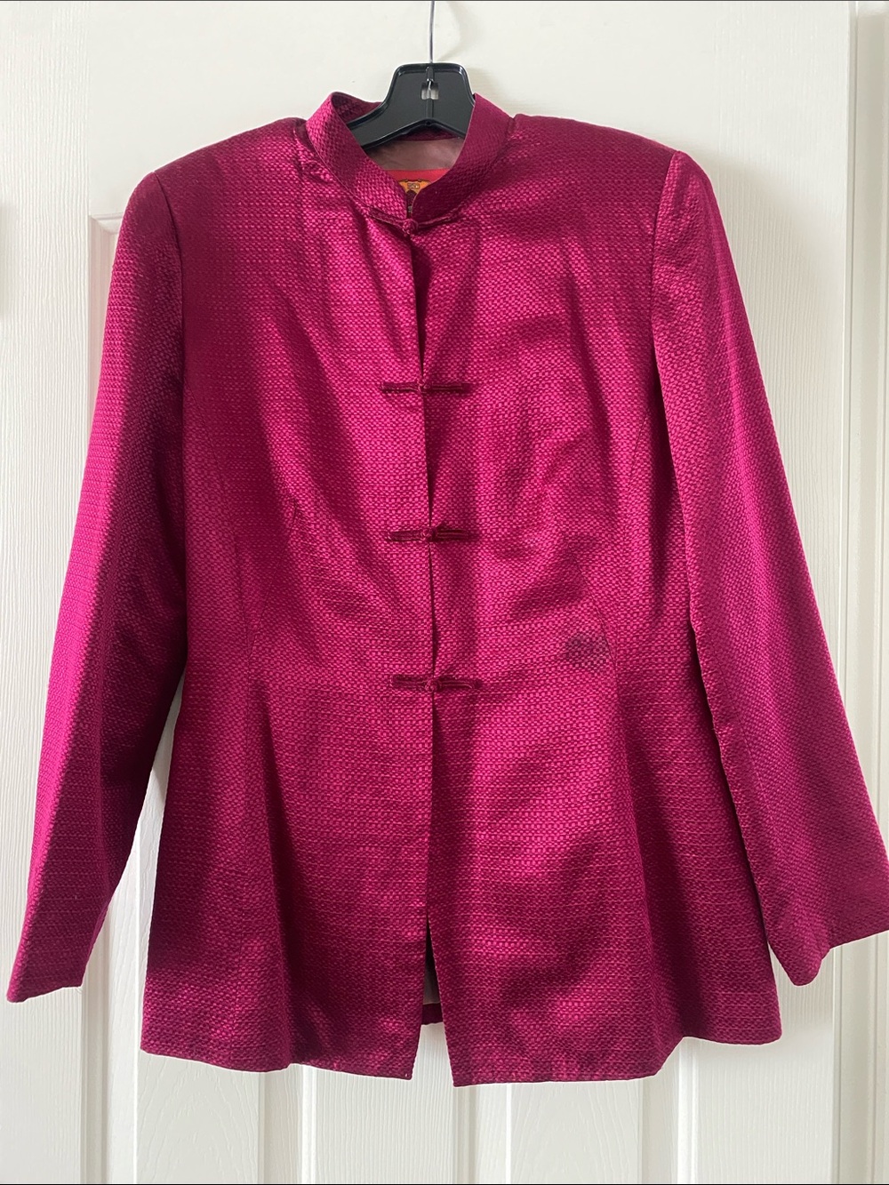 VINTAGE Shanghai Tang Women's Mandarin-Collar Jacket in Deep Pink